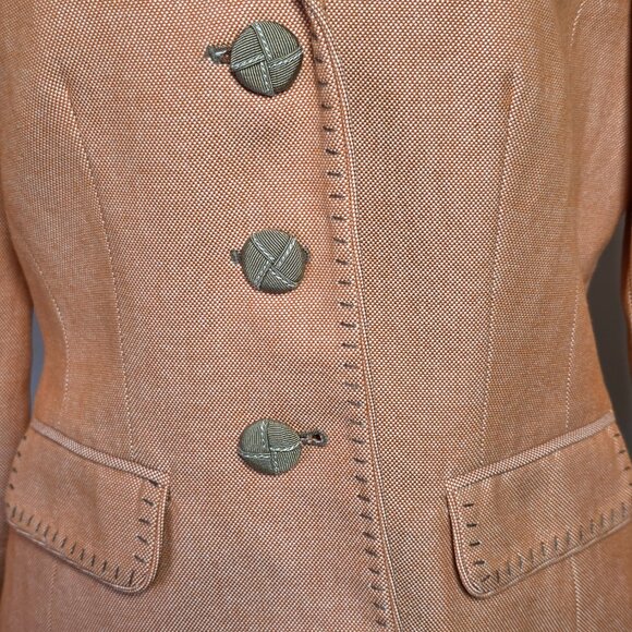 Worth New York Tailored Orange Blazer Size 6 | Whipstitch Detail - Picture 3 of 6